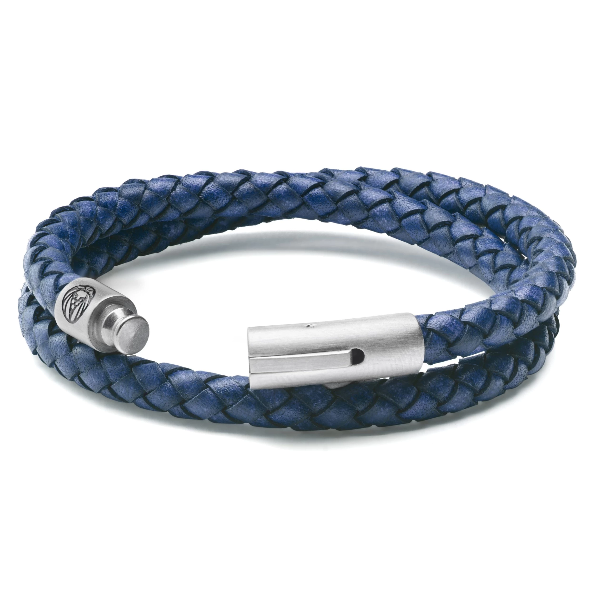 Collins | 1/4" (6 Mm) Navy Blue Leather Wrap Around Bracelet - Image 2
