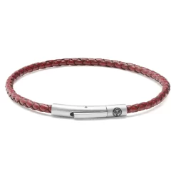 Collins | 1/8" (3 Mm) Red Woven Leather Bracelet