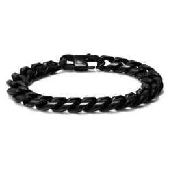 12mm Black Stainless Steel Curb Chain Bracelet