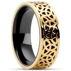 Hyperan | 1/3" (8 Mm) Gold-tone Titanium Celtic Knot Ring