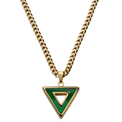 Cruz | Gold-Tone Green Agate Triangle Necklace