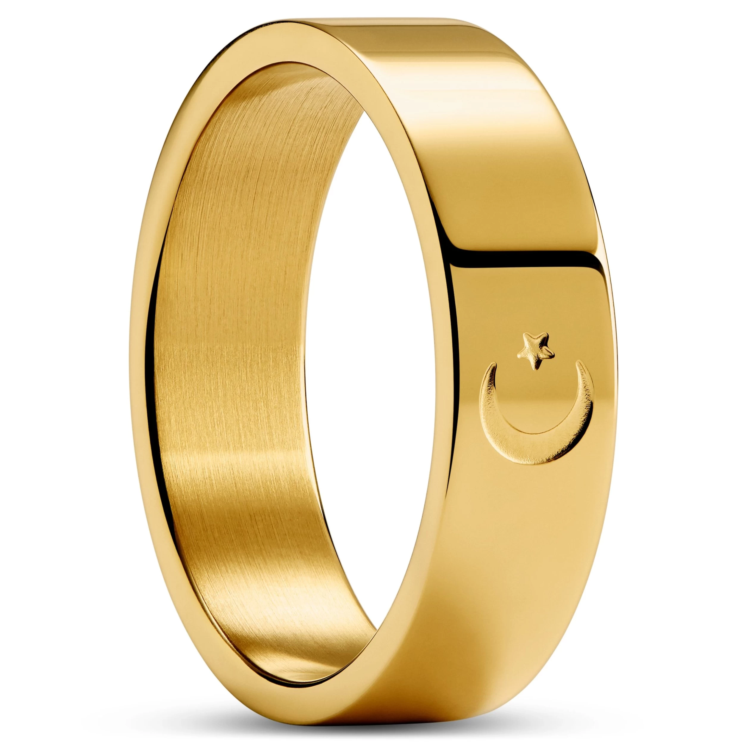 Unity | 1/4" (6 Mm) Gold-tone Star And Crescent Ring
