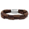 Dark Brown Leather & Cotton Cord Magnetic Bracelet