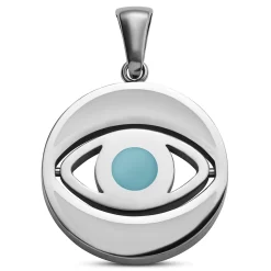 Evil Eye | Rotating Silver-tone Pendant