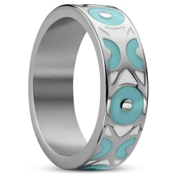 Evil Eye | 1/4" (7 Mm) Baby Blue Stainless Steel Ring
