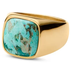 Gravel | Gold-Tone & Chrysocolla Signet Ring