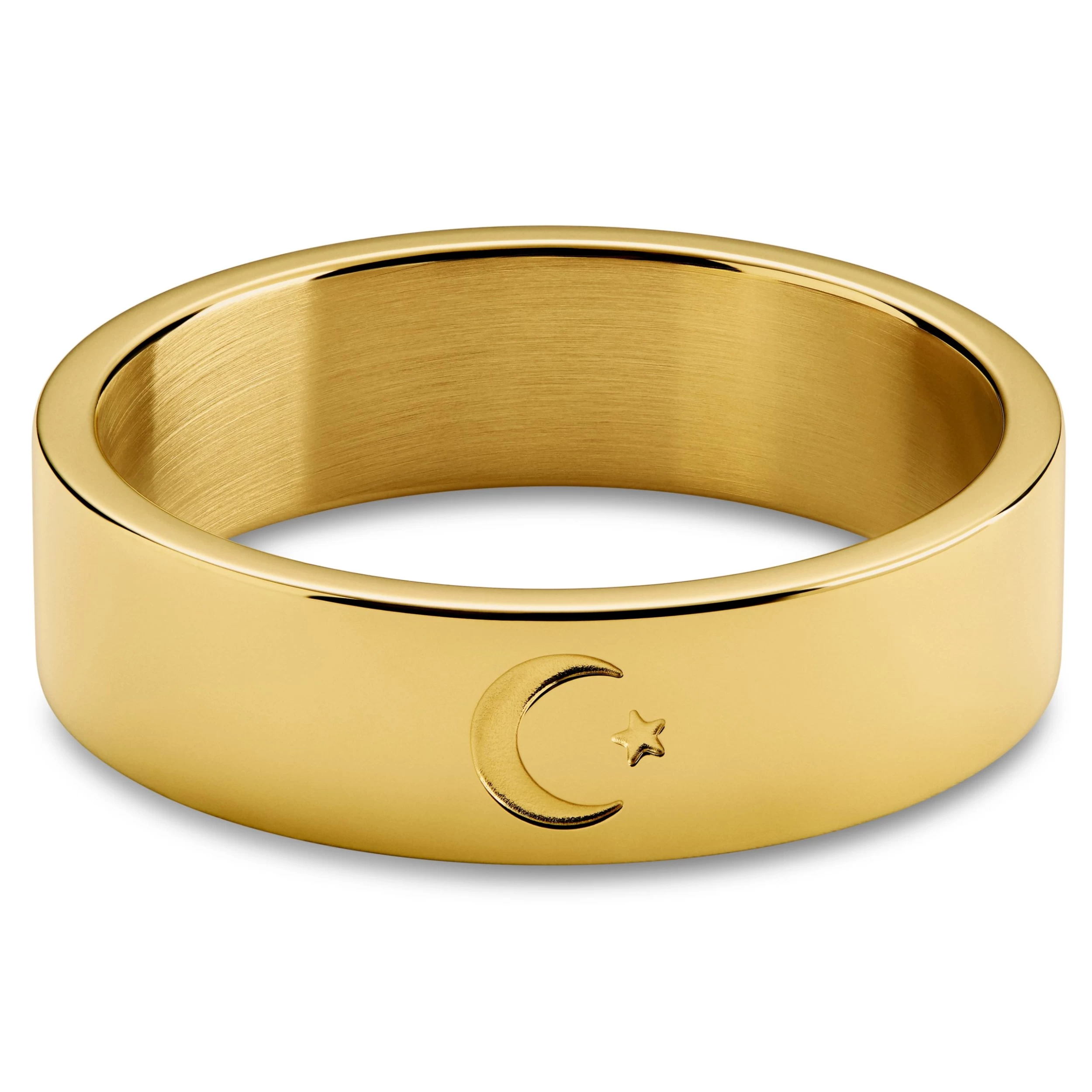 Unity | 1/4" (6 Mm) Gold-tone Star And Crescent Ring - Image 4