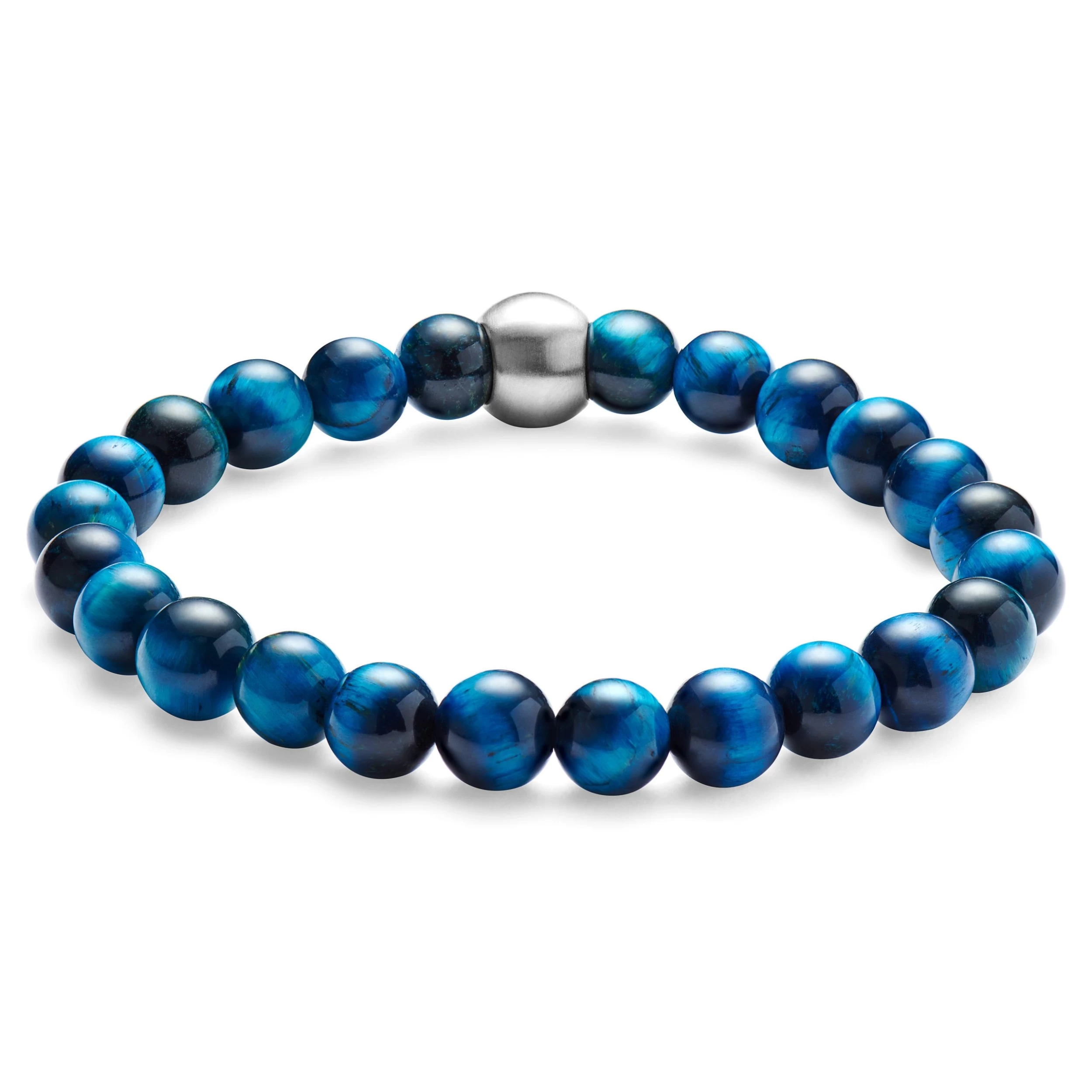Light Blue Tiger’s Eye Beaded Bracelet - Image 2