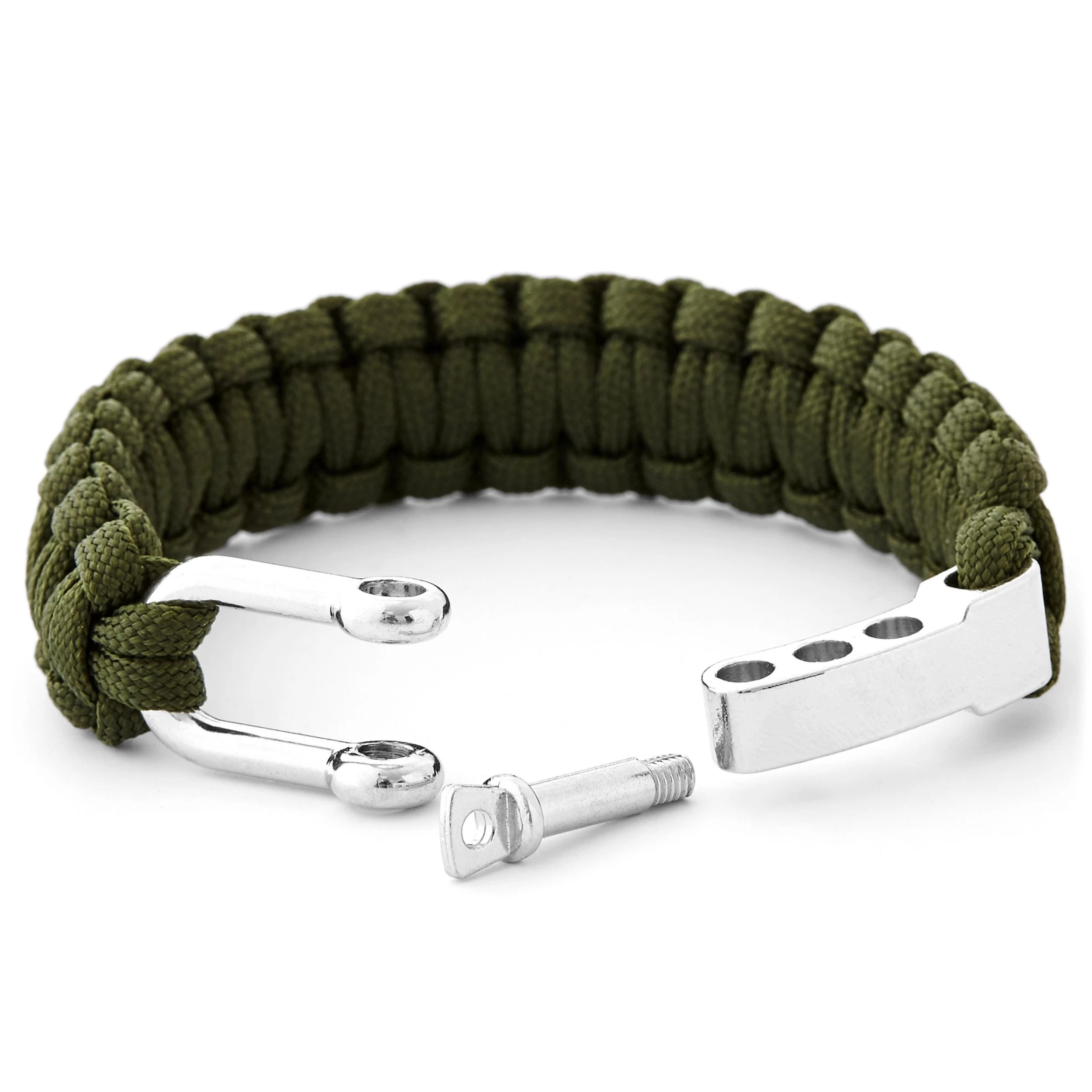 Army Green Adjustable Paracord Bracelet - Image 2