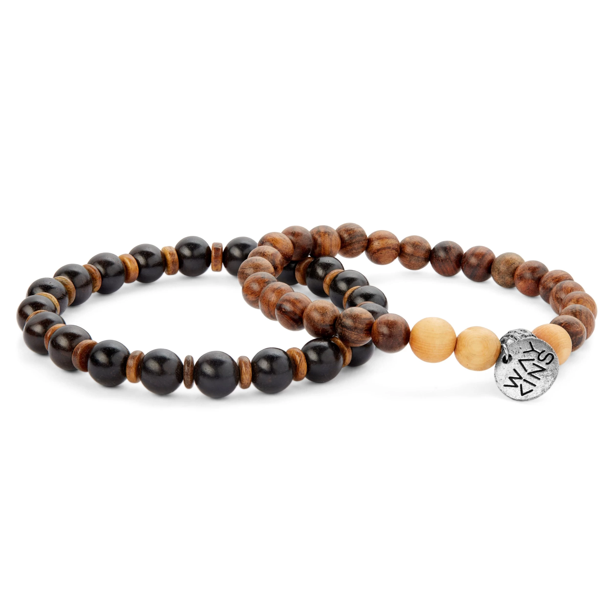 Wave | Natural Black & Earth Tones Wooden Bracelet Set - Image 2