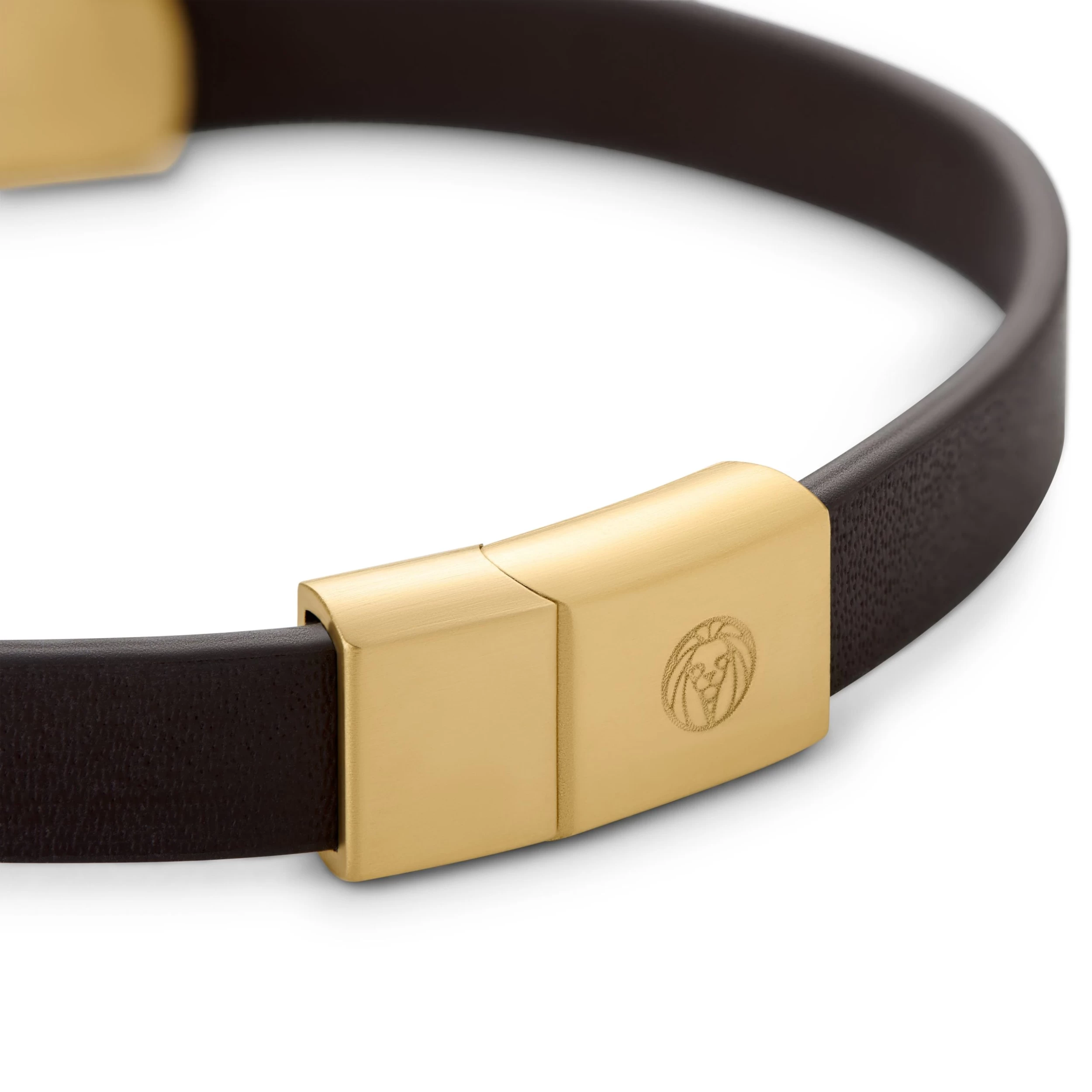 Nomen | Gold-tone And Brown Leather Striped ID Bracelet - Image 5