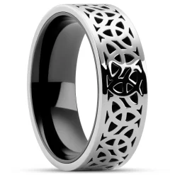 Hyperan | 1/3" (8 Mm) Silver-tone Titanium Celtic Knot Ring