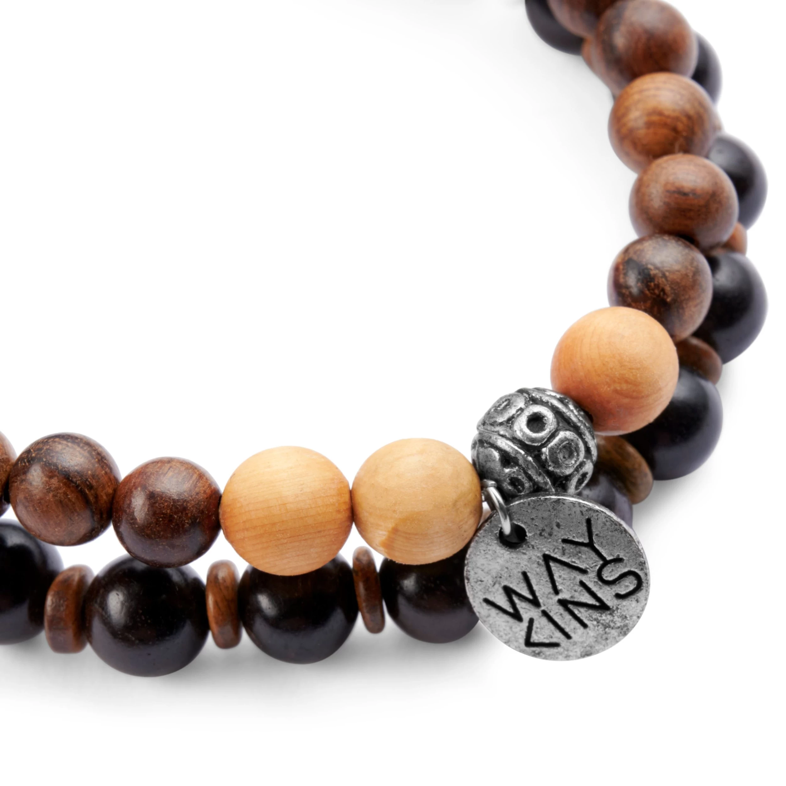 Wave | Natural Black & Earth Tones Wooden Bracelet Set - Image 3