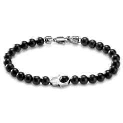 Unity | 6 Mm Onyx Hamsa Hand Bracelet