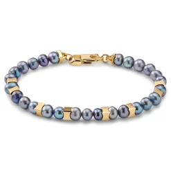 Ocata | Gold-Tone Black Pearl Bracelet