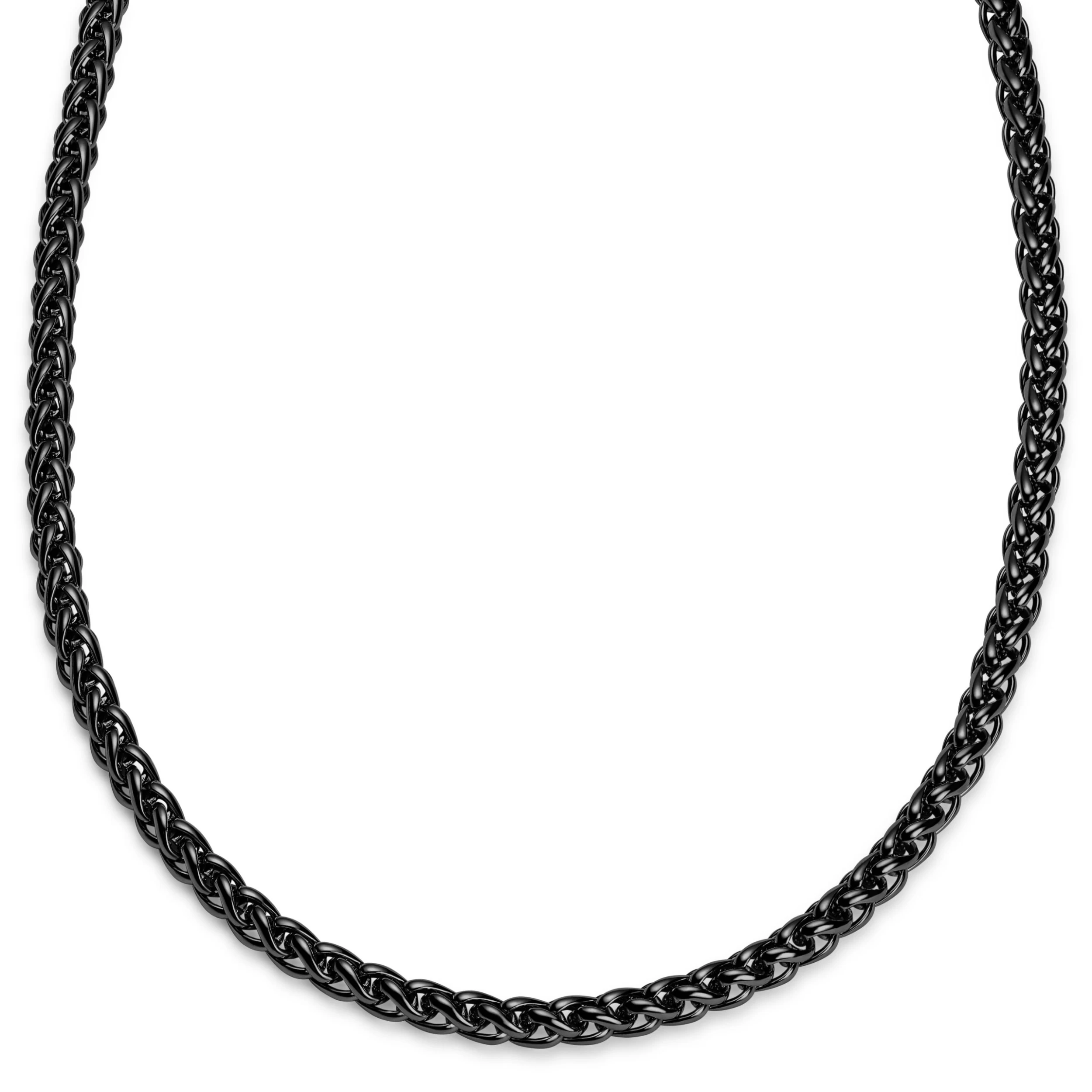 Essentials | 1/3" (8 Mm) Gunmetal Black Wheat Chain Necklace