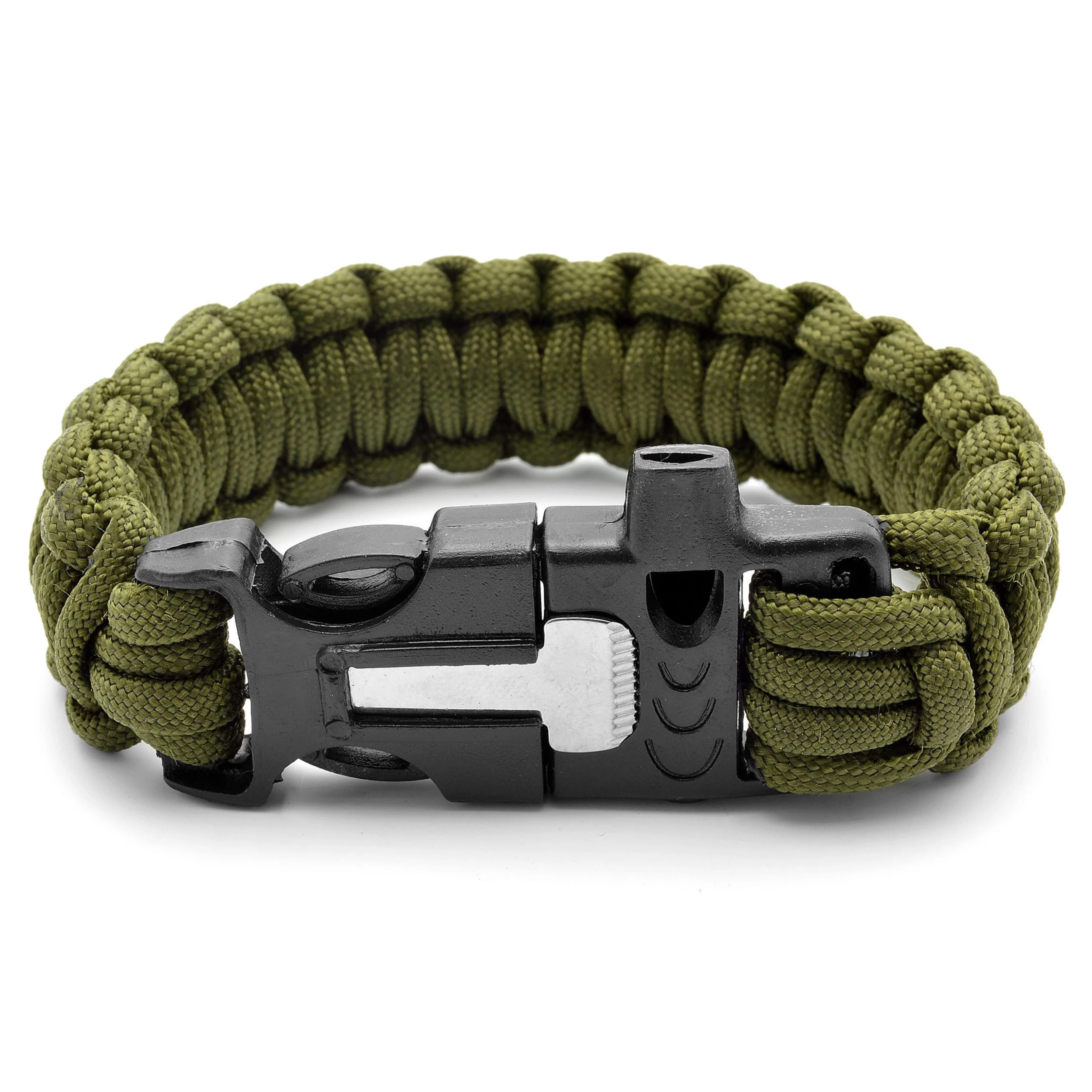 Army Green Paracord Firestarter Bracelet - Image 2