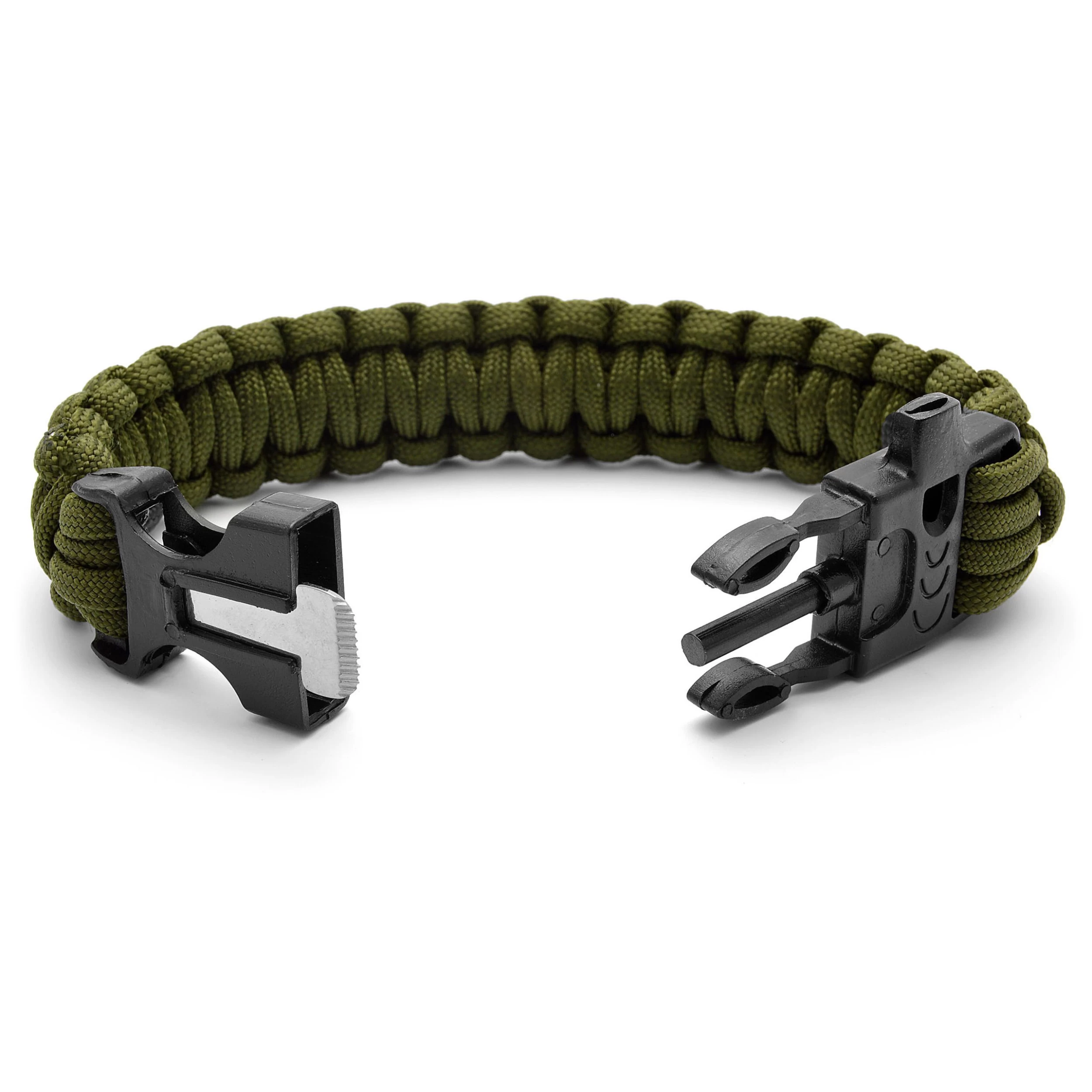 Army Green Paracord Firestarter Bracelet - Image 3
