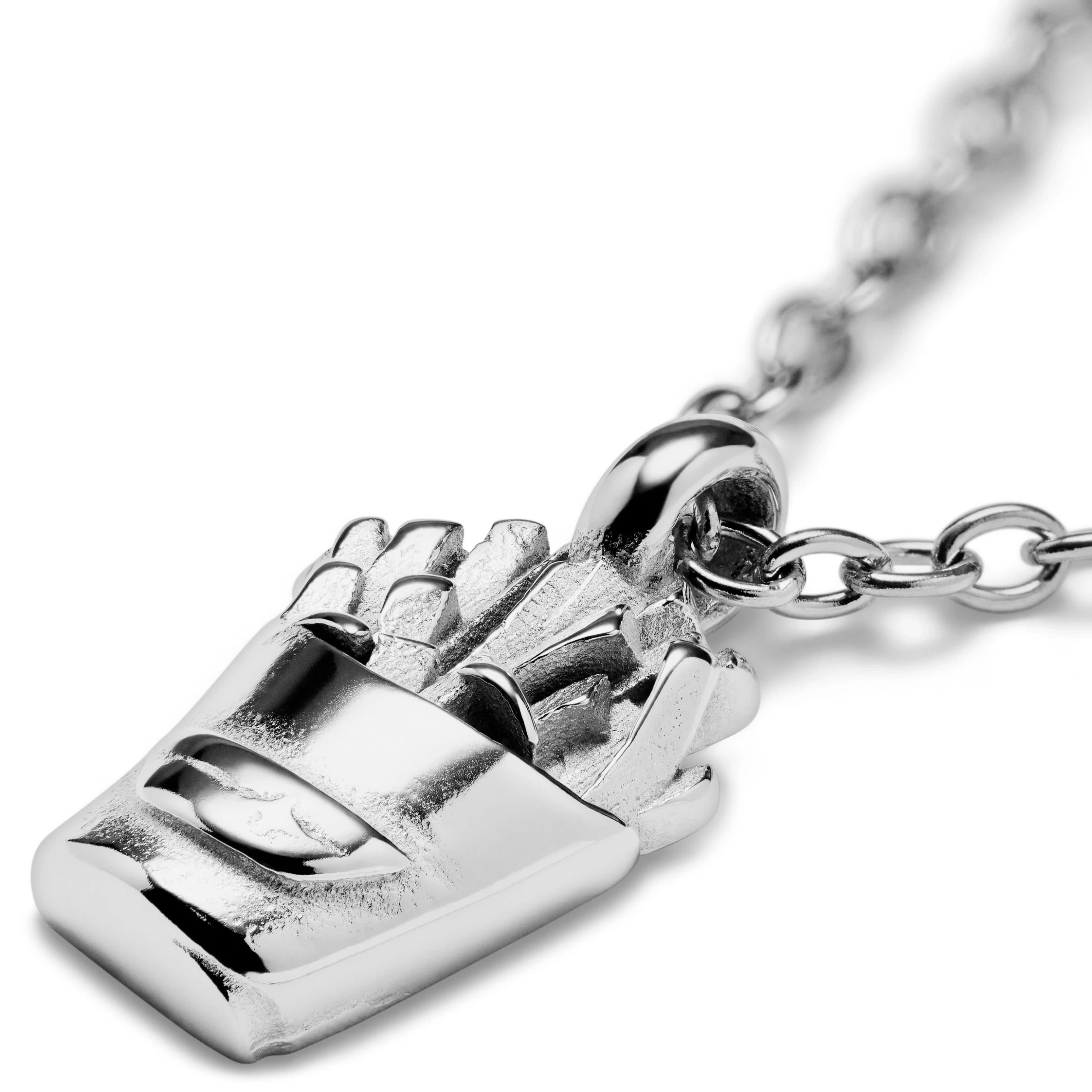 Jaygee | Silver-tone Stainless Steel Fries Necklace - Image 3