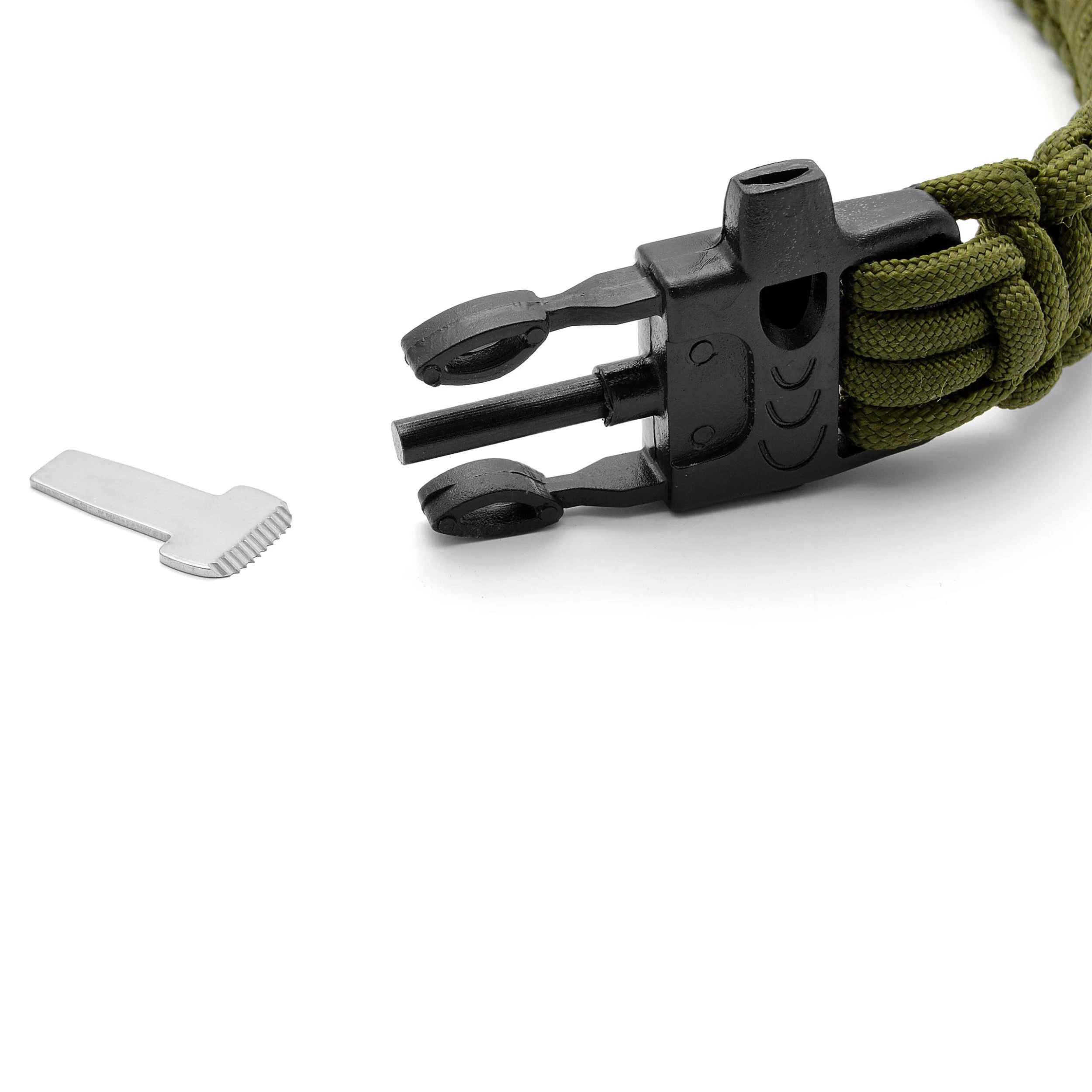 Army Green Paracord Firestarter Bracelet - Image 4