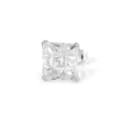 8 Mm Square Zirconia & 925 Sterling Silver Bling Stud Earring