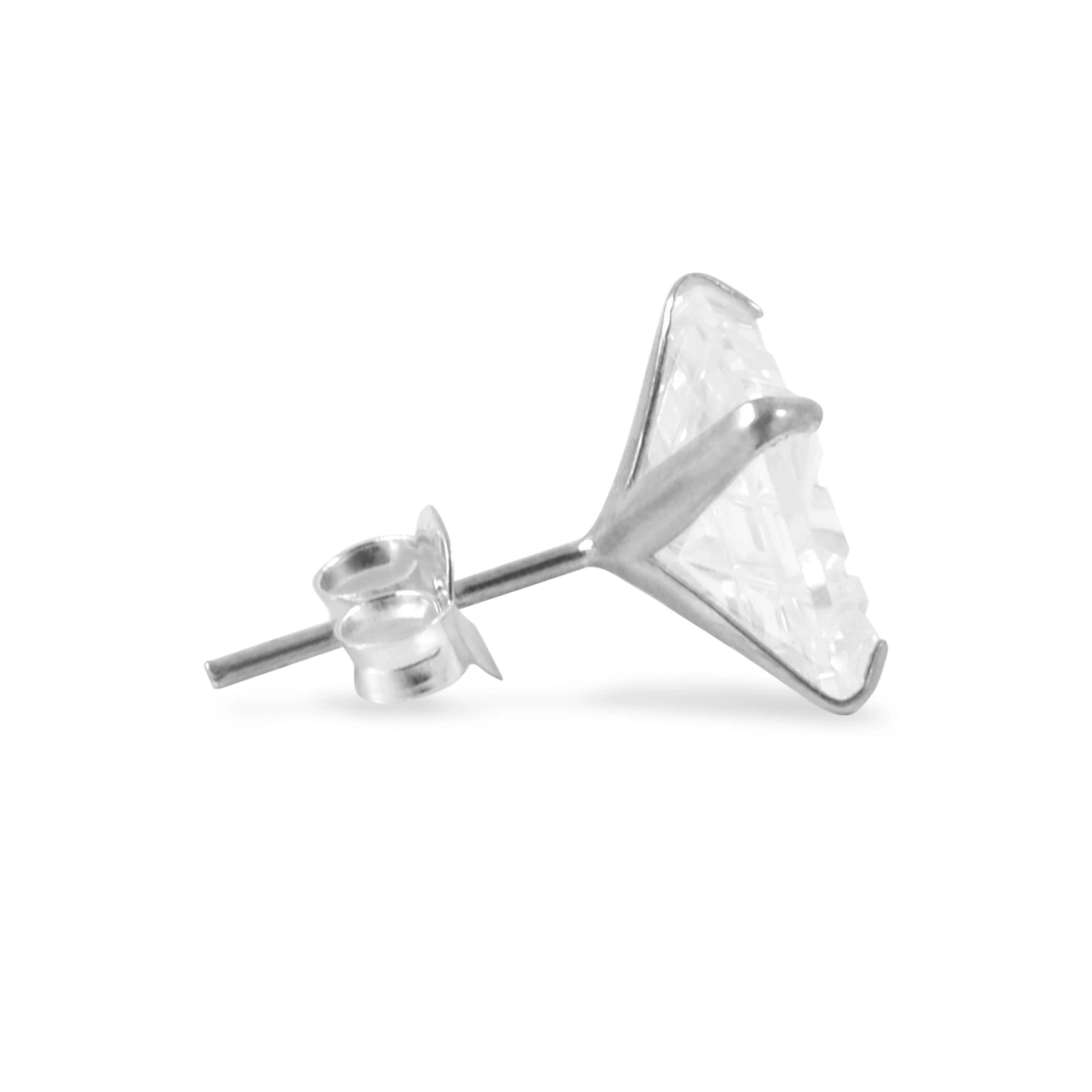 8 Mm Square Zirconia & 925 Sterling Silver Bling Stud Earring - Image 2