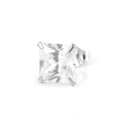 8 Mm Square Zirconia & 925 Sterling Silver Stud Earring