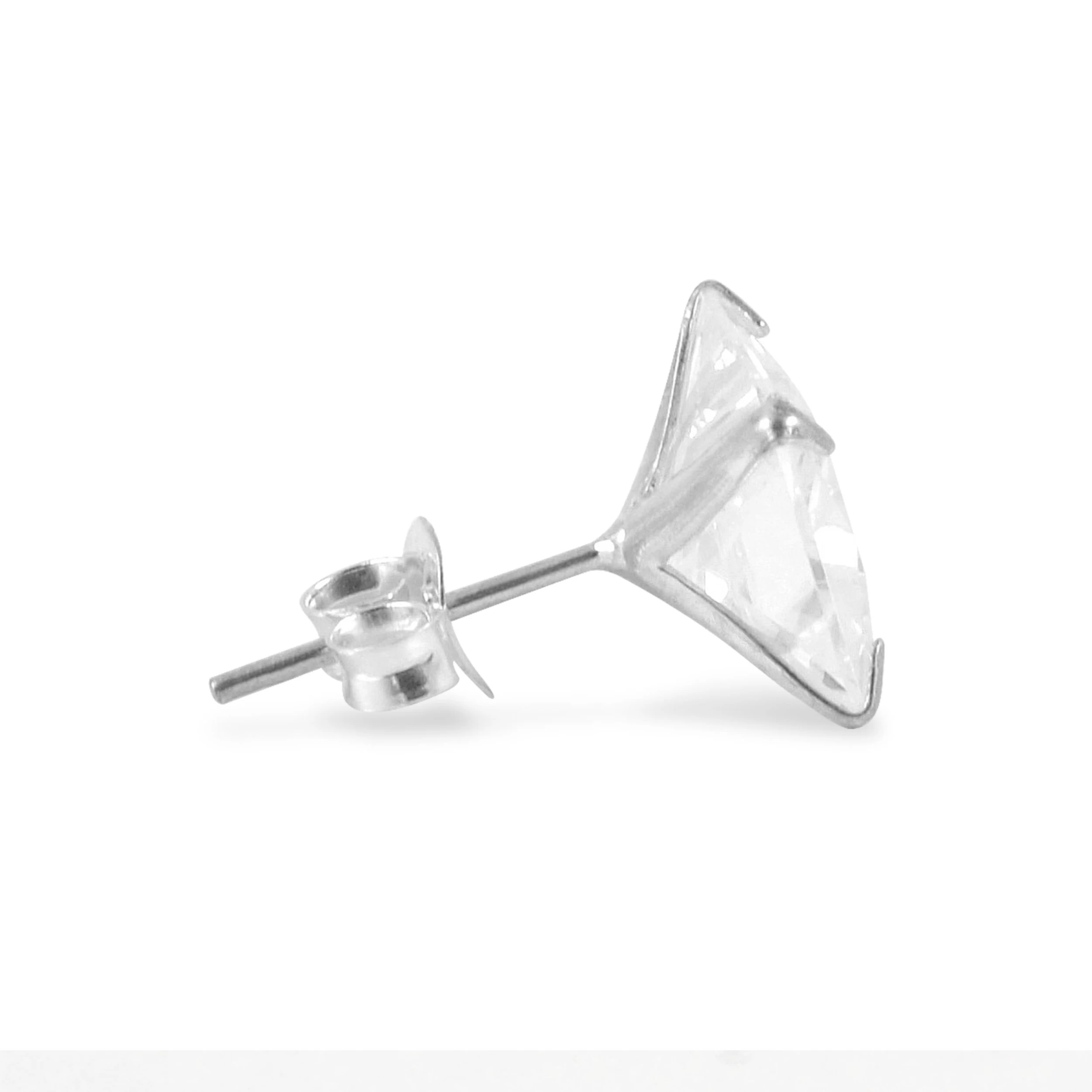 8 Mm Square Zirconia & 925 Sterling Silver Stud Earring - Image 2