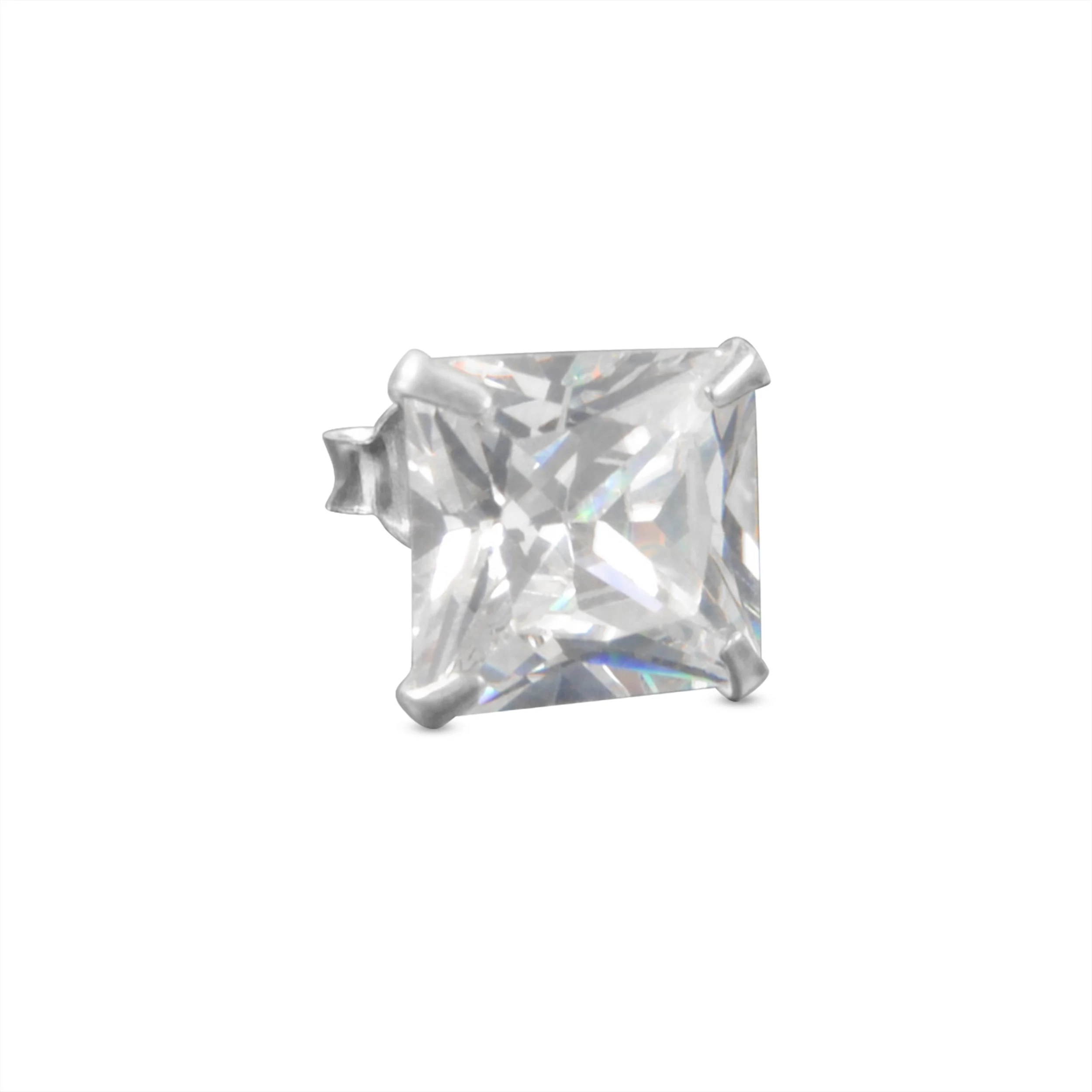 8 Mm Square Zirconia & 925 Sterling Silver Stud Earring - Image 3