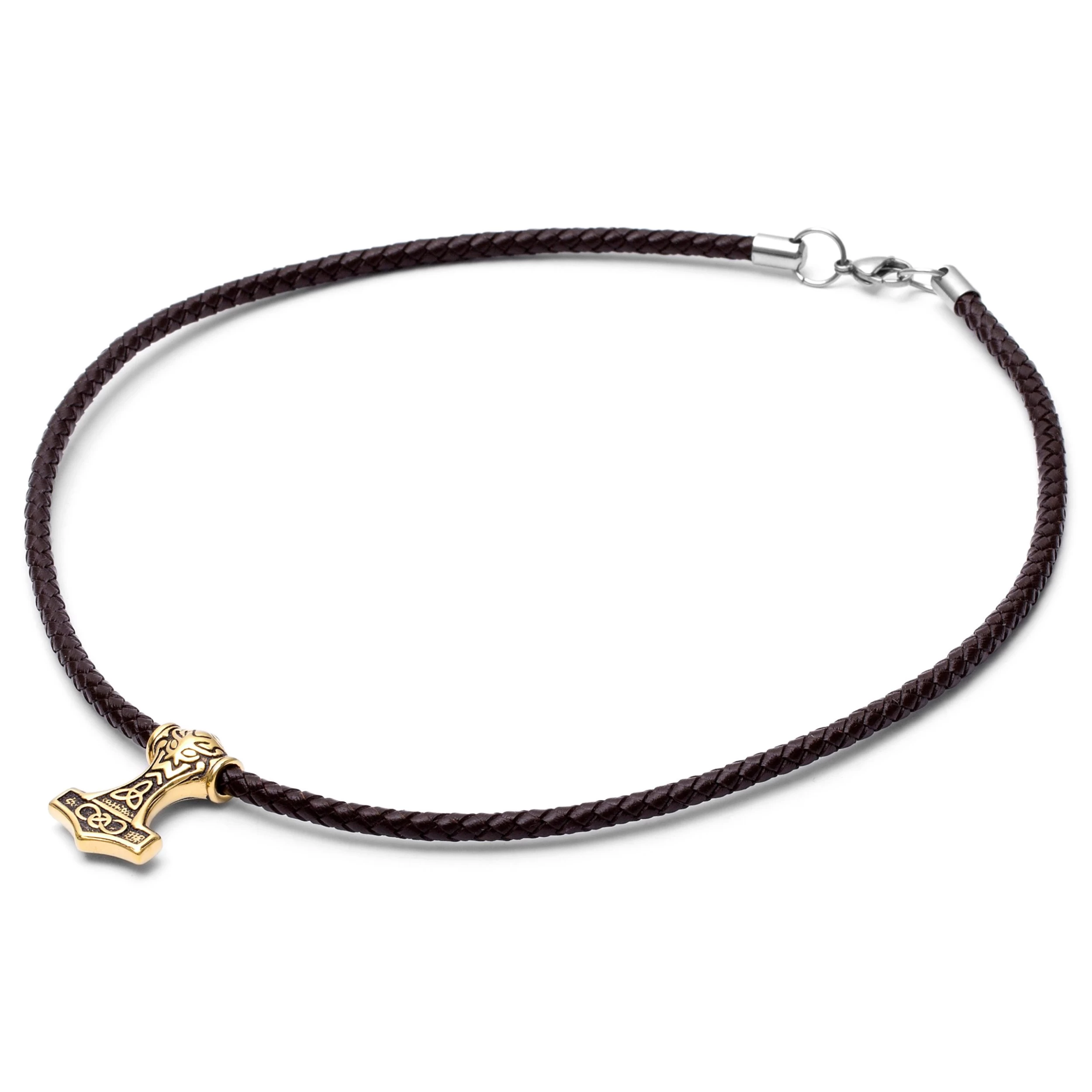 Brown Leather Double Sided Triquetra Necklace - Image 3