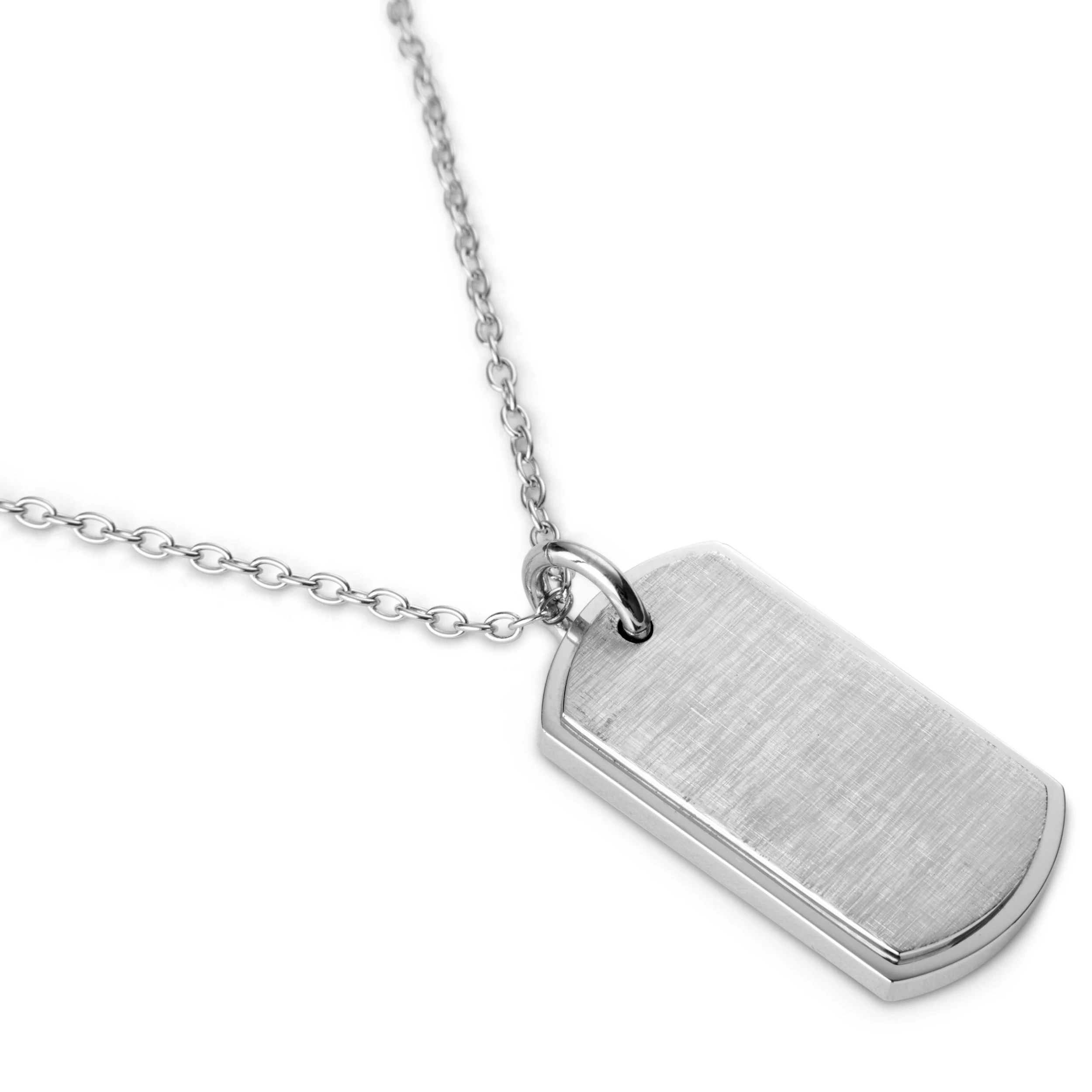 Silver-Tone Stainless Steel With ID Dog Tag Cable Chain Necklace - Image 2