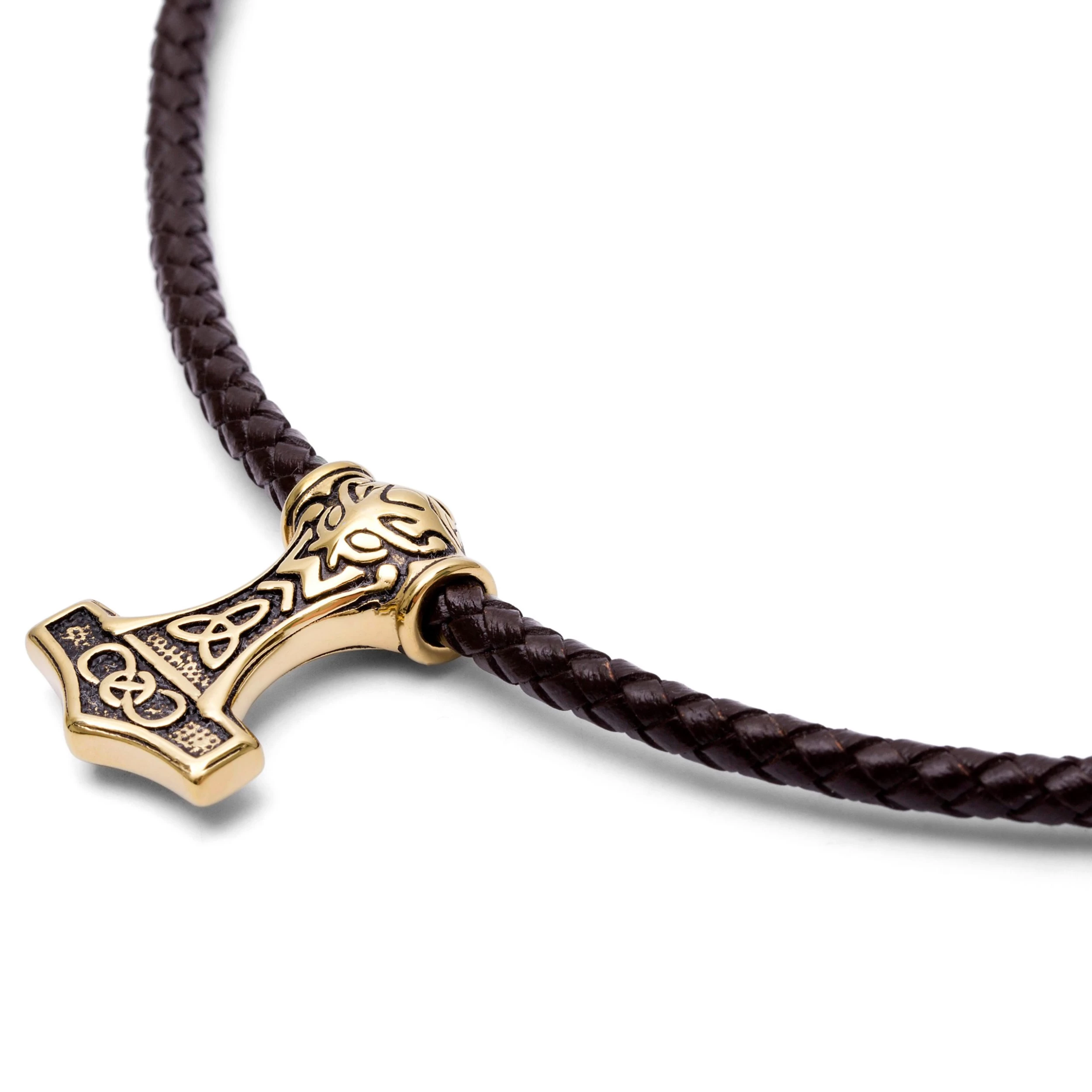 Brown Leather Double Sided Triquetra Necklace - Image 4