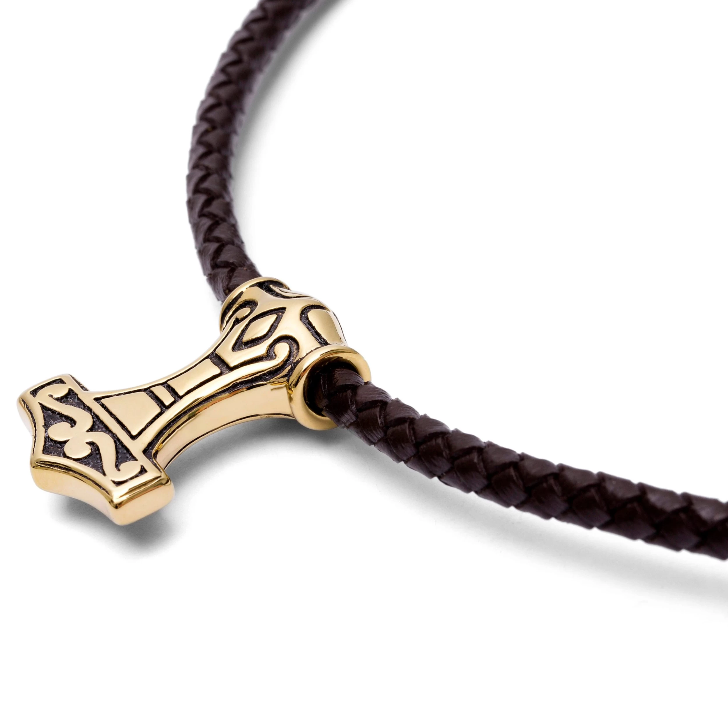 Brown Leather Double Sided Triquetra Necklace - Image 2