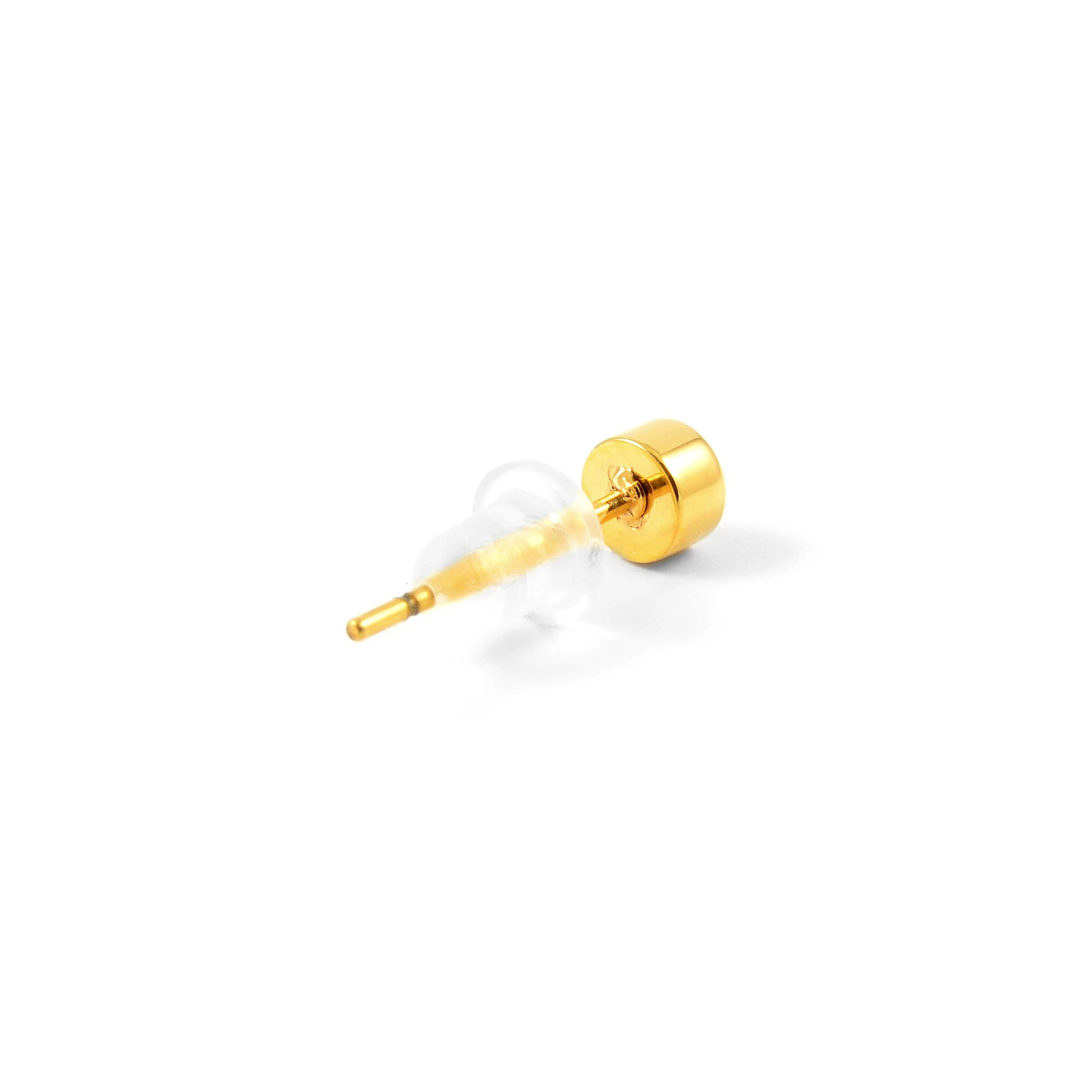 3 Mm Black Round Zirconia & Gold-Tone Stud Earring - Image 2
