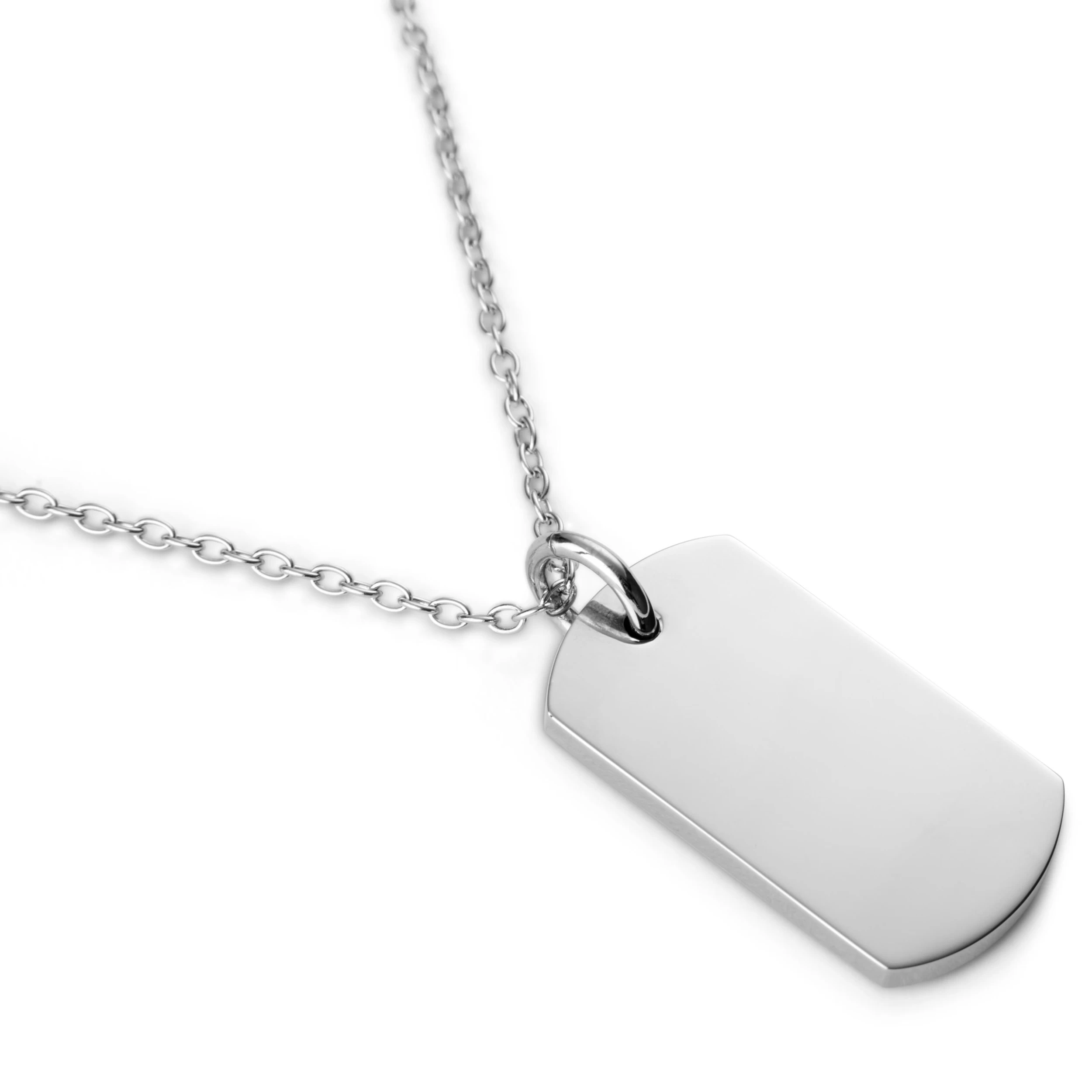 Silver-Tone Stainless Steel With ID Dog Tag Cable Chain Necklace - Image 3