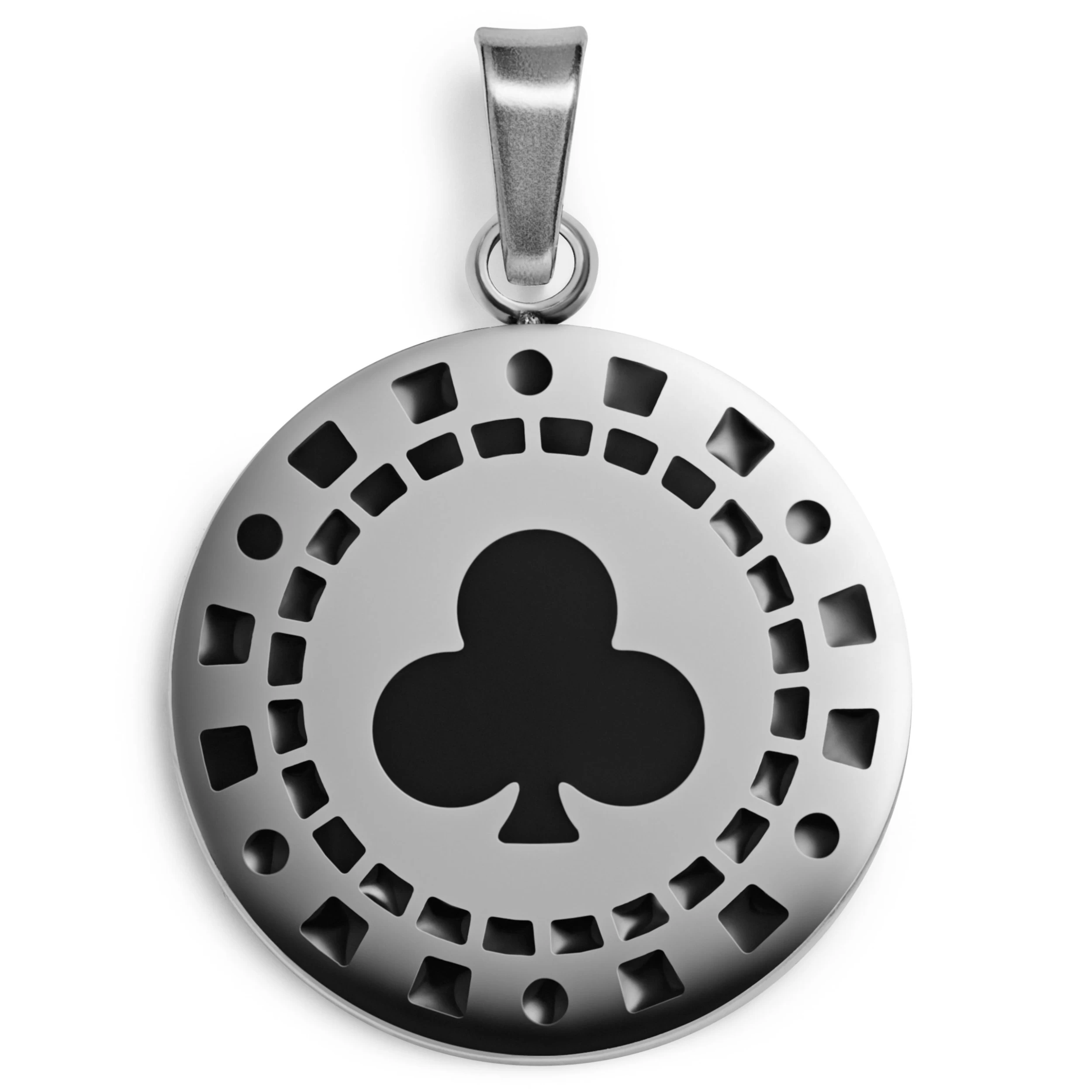 Ace | Silver-tone Clubs Poker Chip Pendant