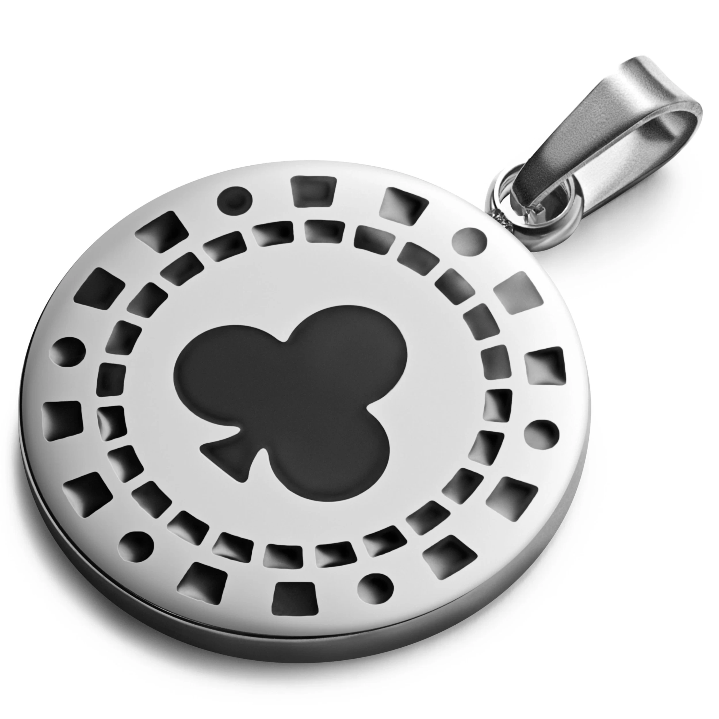 Ace | Silver-tone Clubs Poker Chip Pendant - Image 2