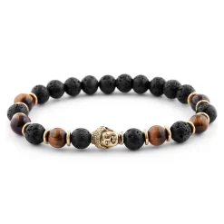 Black Lava Rock & Tiger's Eye Tibetan Bracelet