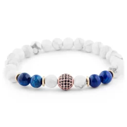 1/3" (8 Mm) White Turquoise And Lapis Lazuli Bracelet