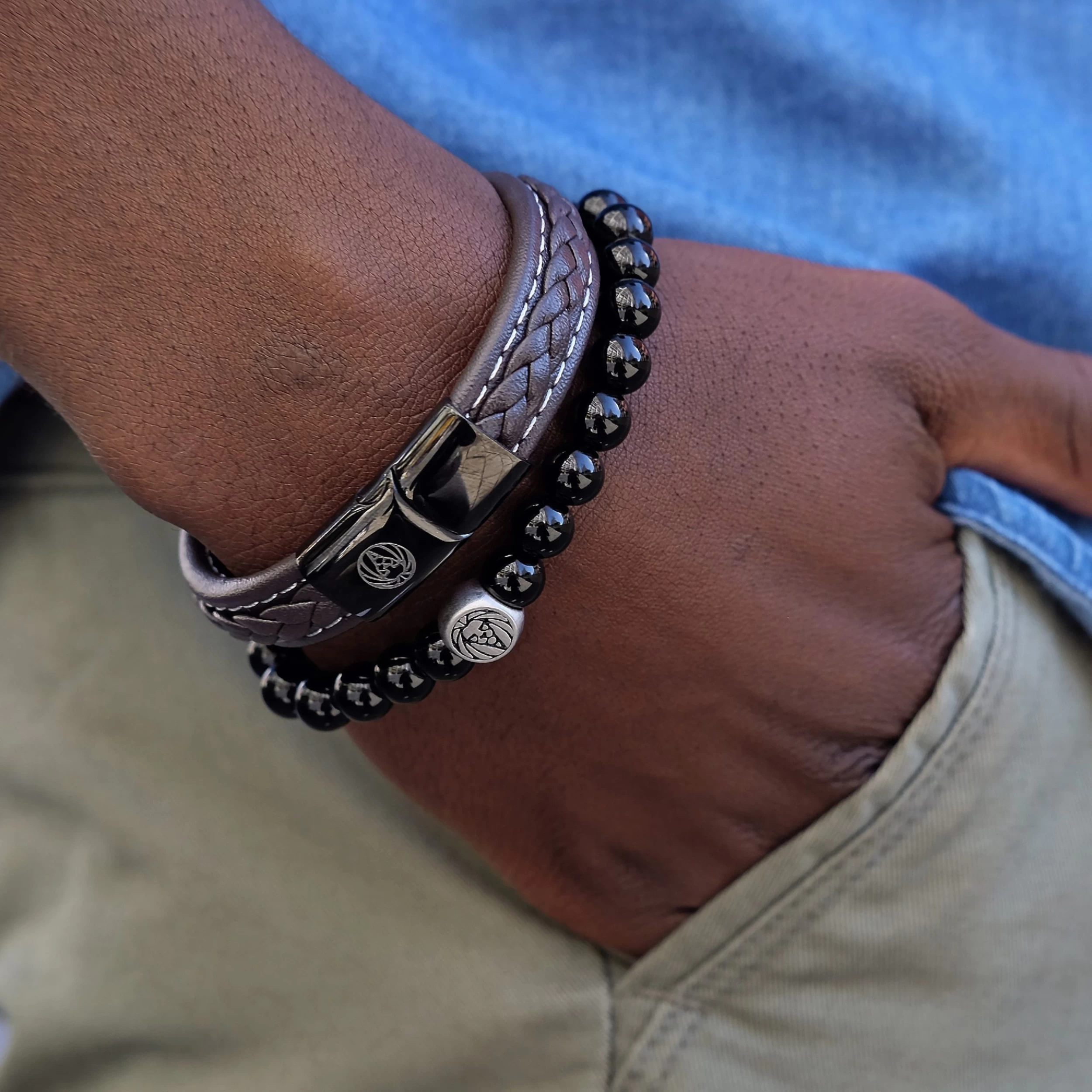 Black Onyx & Stainless Steel Bracelet - Image 5