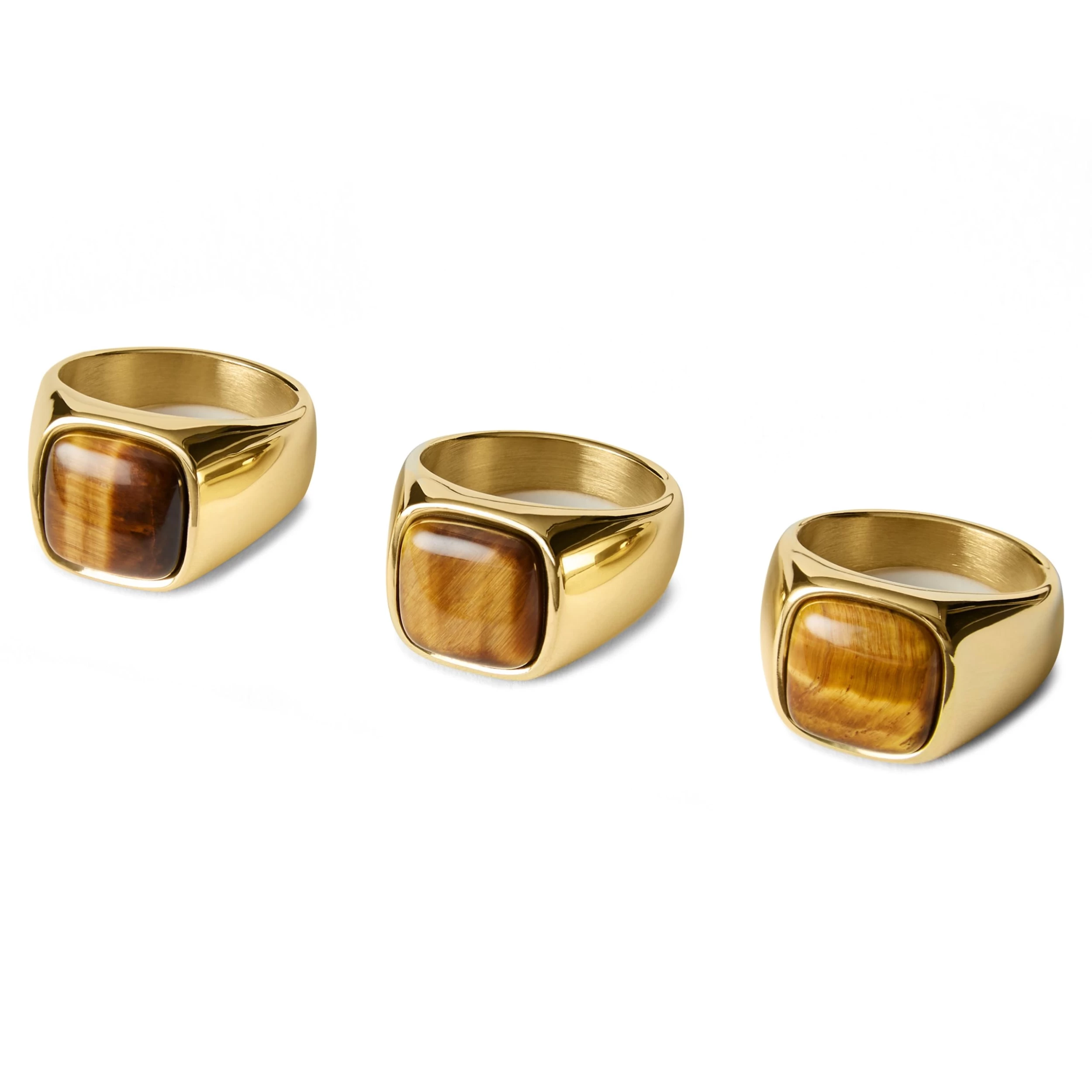 Gravel | Gold-Tone With Tiger's Eye Signet Ring - Image 2