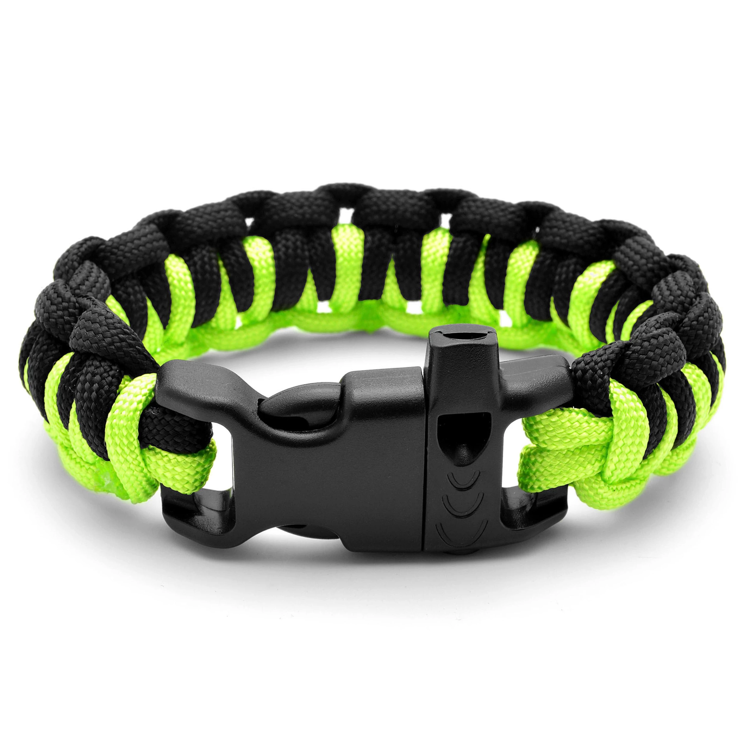 Black & Neon Green Nylon Paracord Bracelet - Image 3