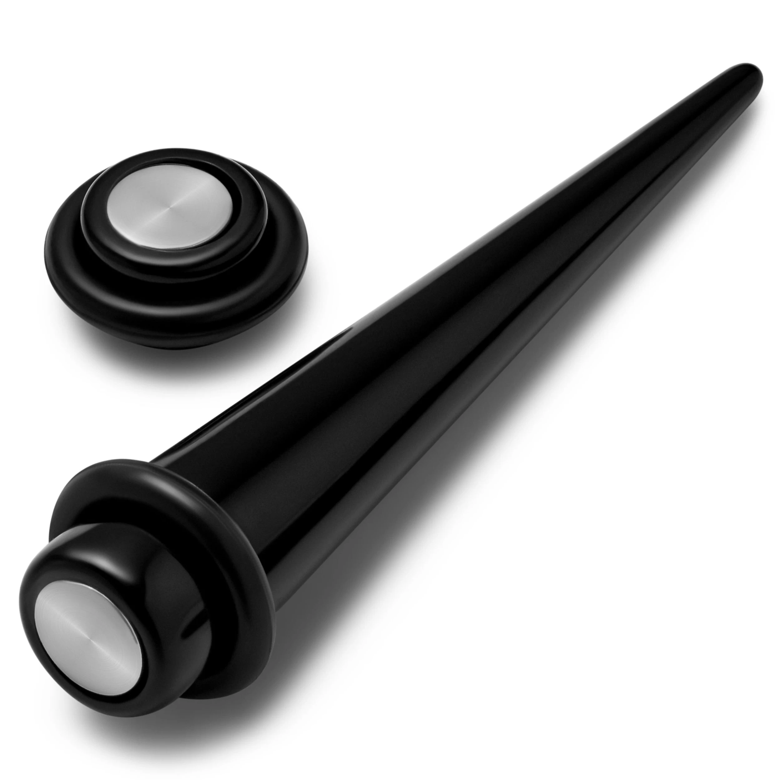 Satago | 1/4" (6 Mm) Black Acrylic Faux Taper Magnetic Earring - Image 2