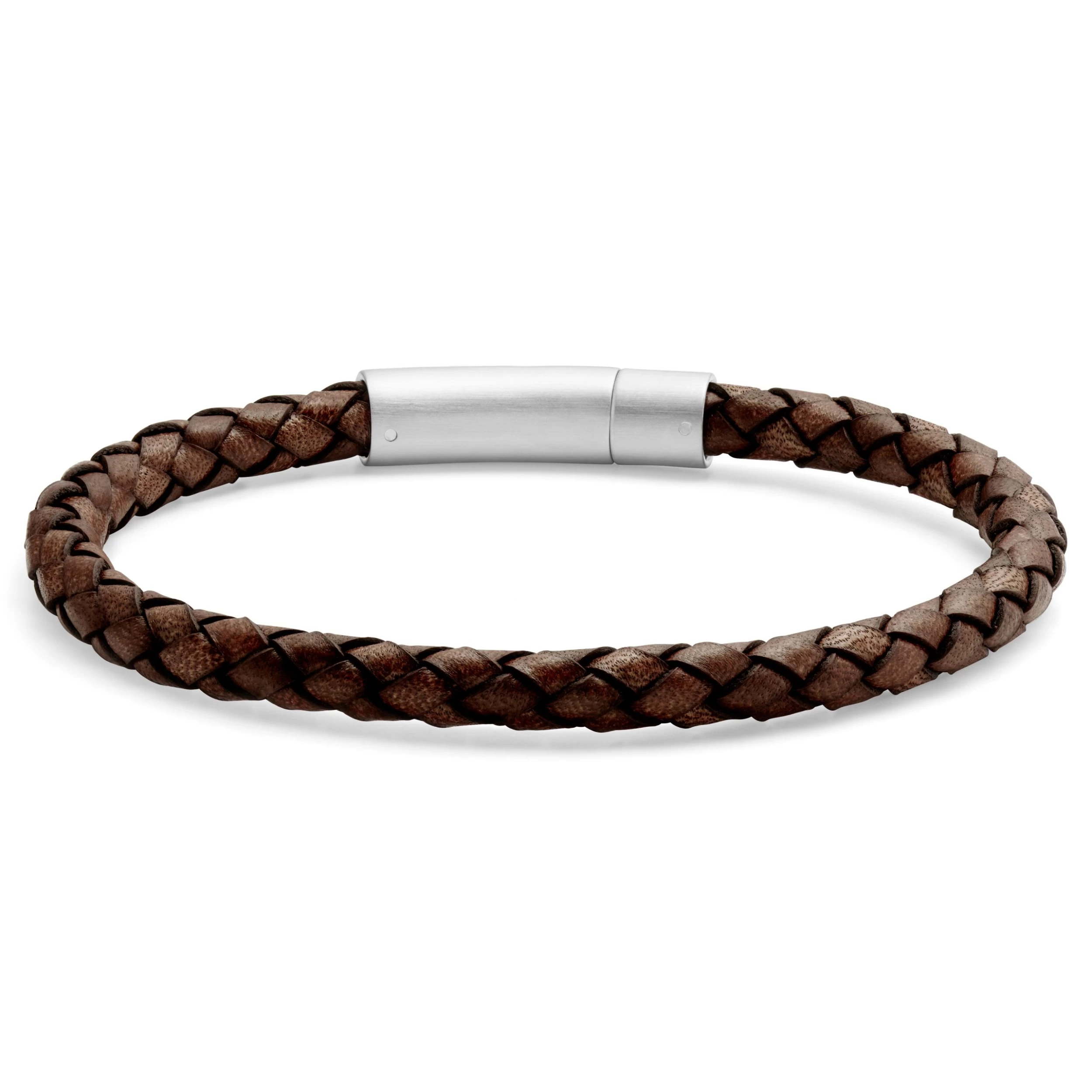 Bolo | Brown Leather Rope & Stainless Steel Bracelet - Image 4