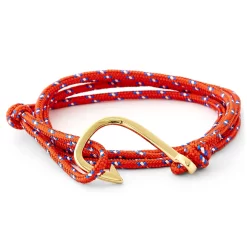 Red & Gold-Tone Fish Hook Bracelet
