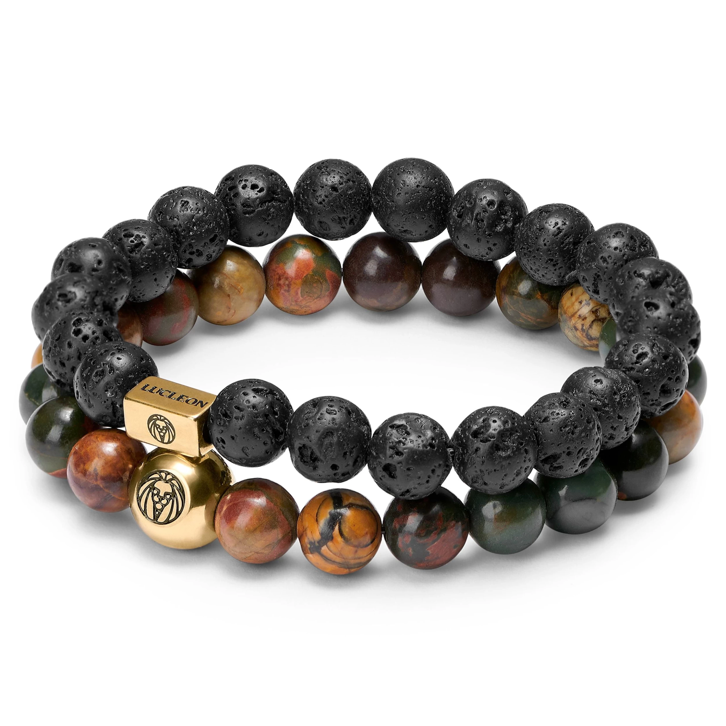Miro | Black Lava Rock & Natural Stone Bracelet Set - Image 5
