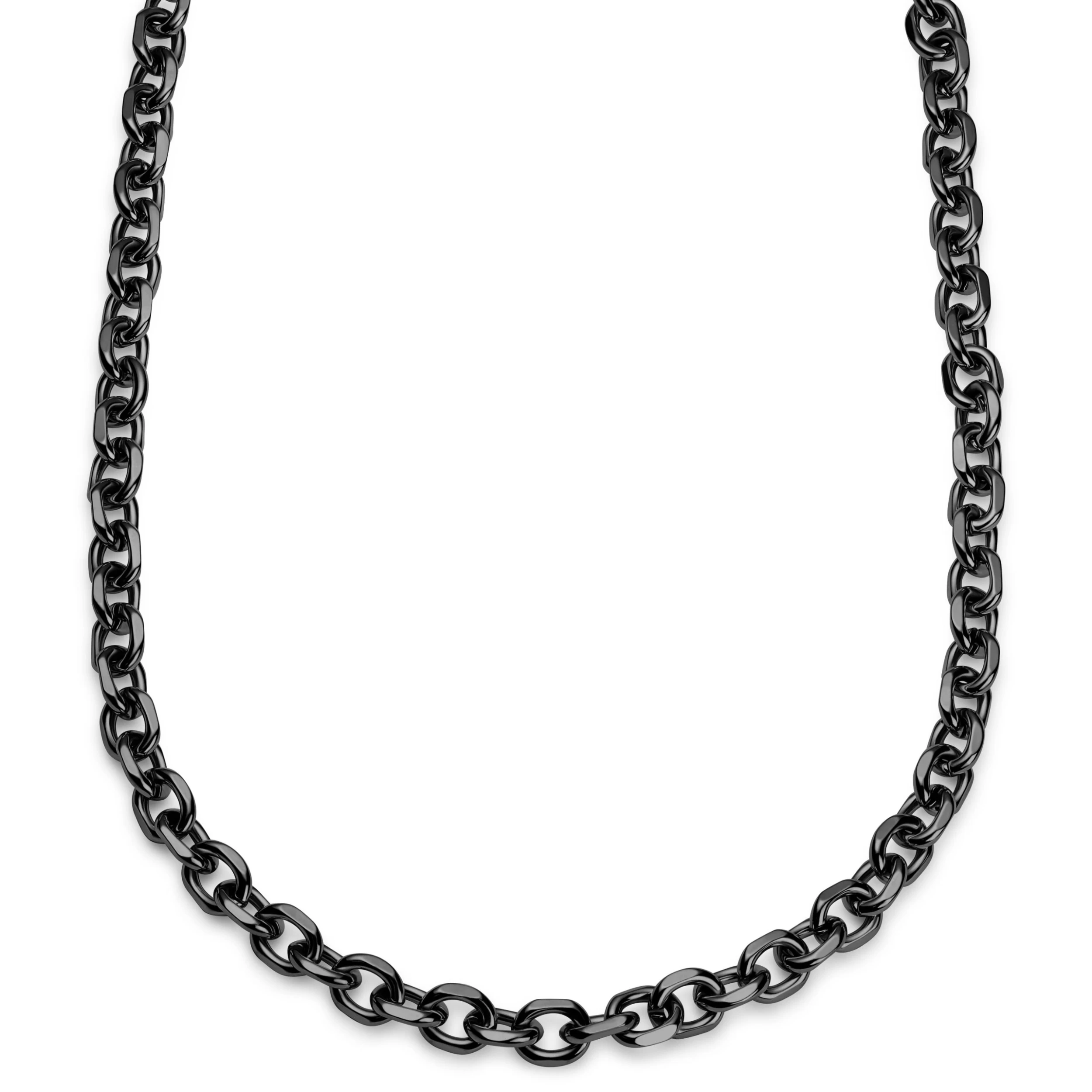 Essentials | 3/8" (10 Mm) Gunmetal Black Cable Chain Necklace