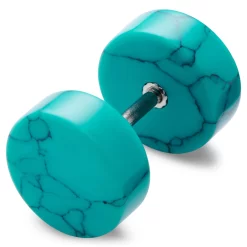 Satago | 3/8" (10 Mm) Turquoise & Stainless Steel Faux Plug Stud Earring