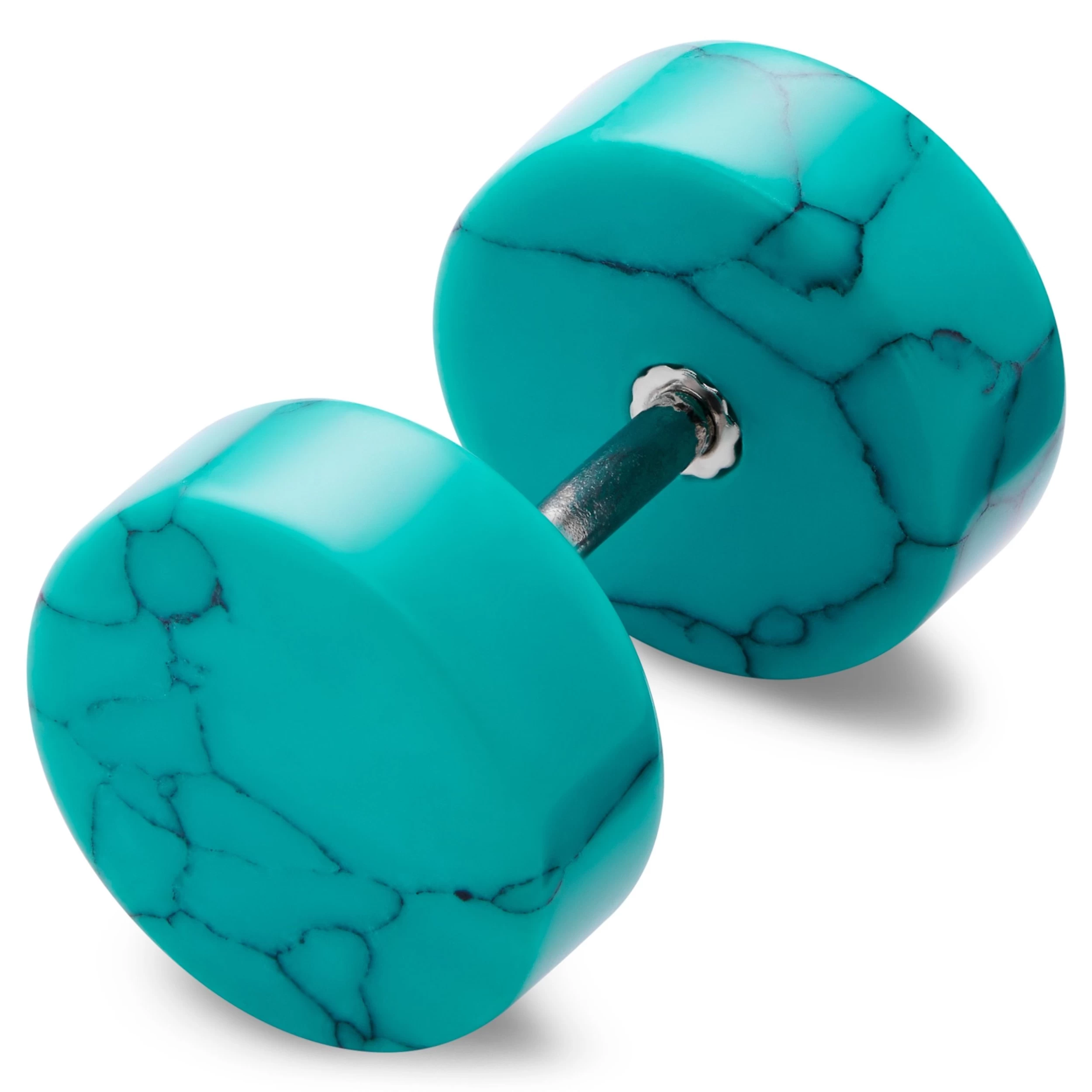 Satago | 3/8" (10 Mm) Turquoise & Stainless Steel Faux Plug Stud Earring