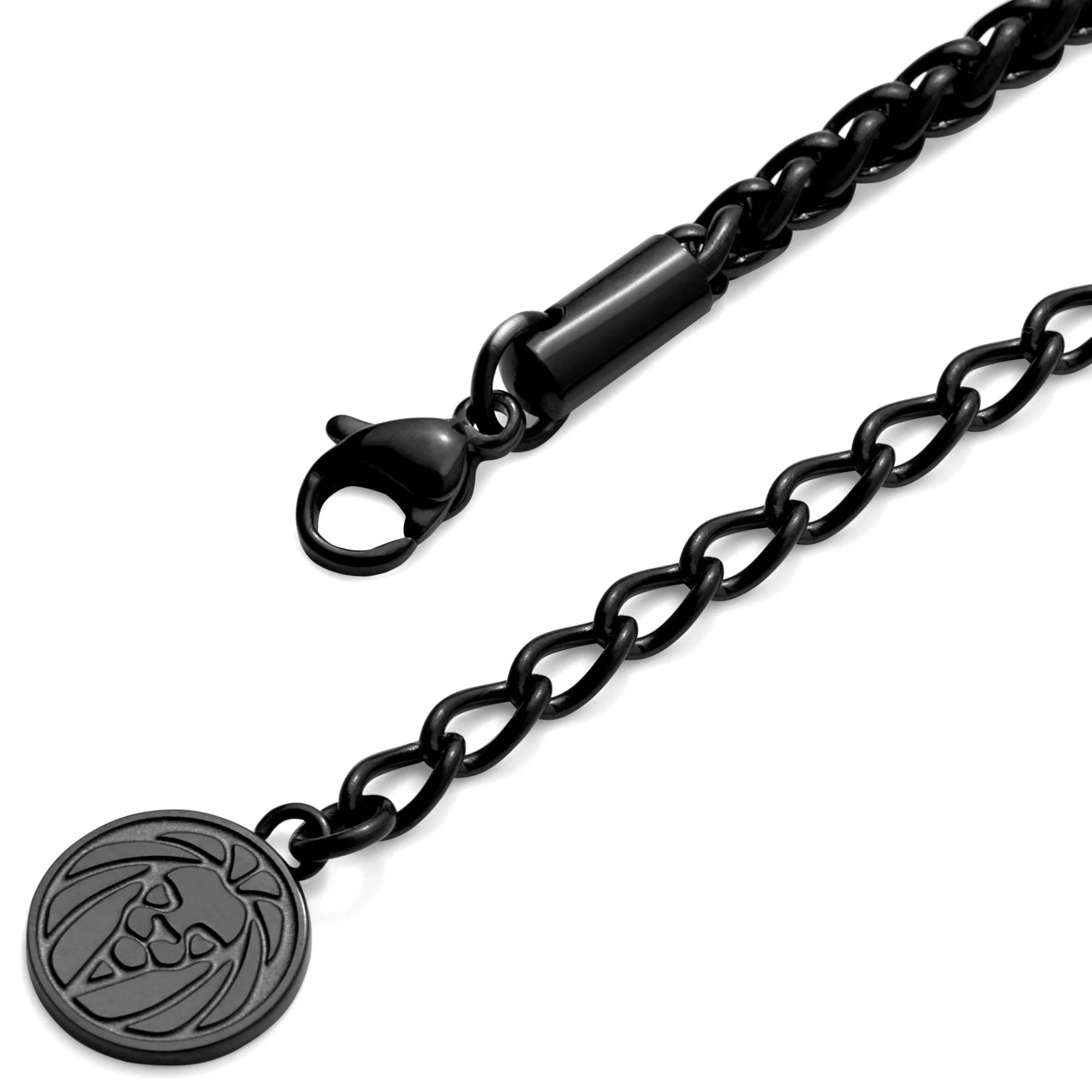 Tadd | Black Stainless Steel Anchor & Gold-Tone Knot Wheat Chain Necklace - Image 4
